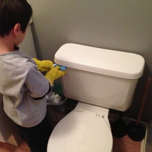 cleaning toilets