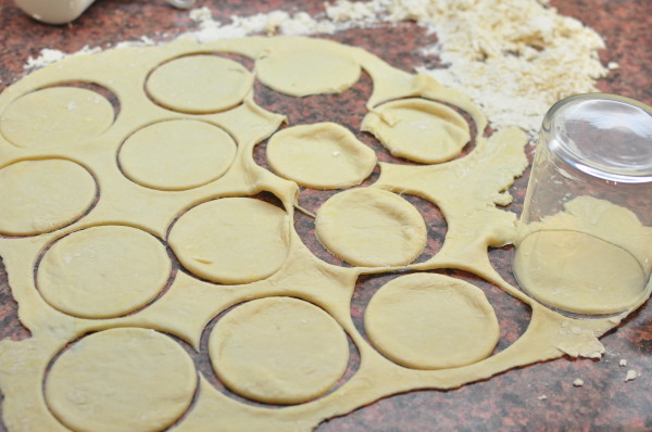 dough rolled and cut